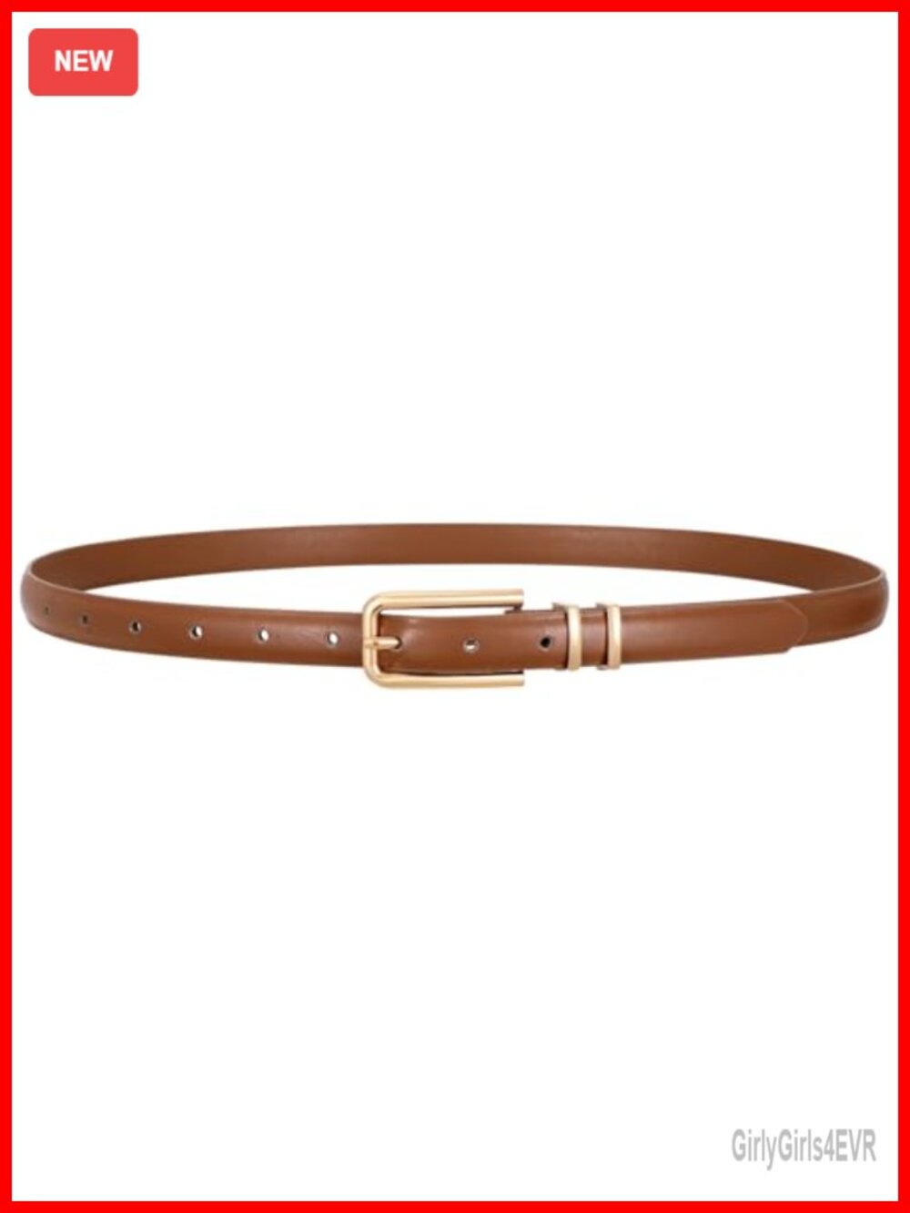 Skinny Faux Leather Belt Thin Waist Belt Women Jeans Dress with Gold Buckle